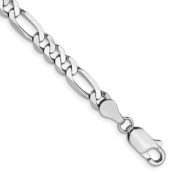 14kt White Gold 5mm Flat Figaro Chain