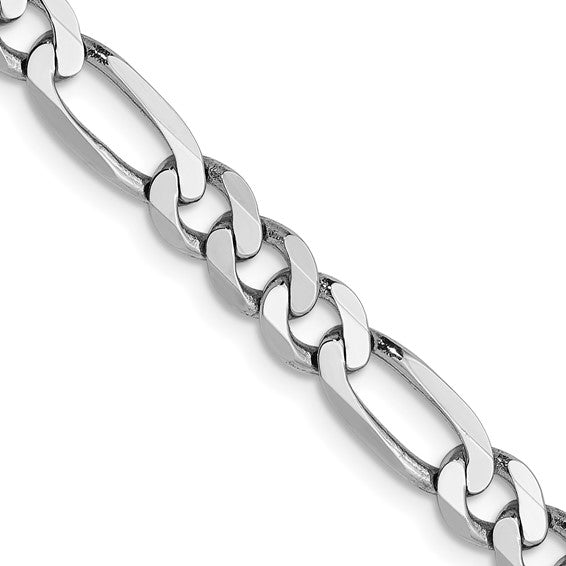 14KT White Gold 5mm Flat Figaro Chain