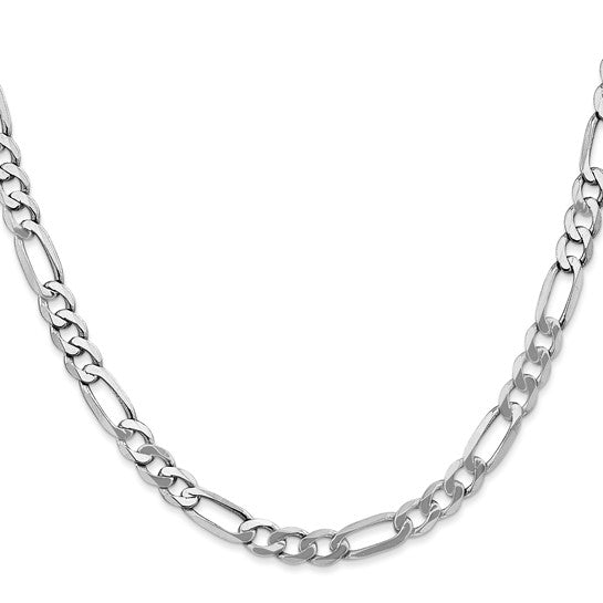 14kt White Gold 5.5mm Flat Figaro Chain