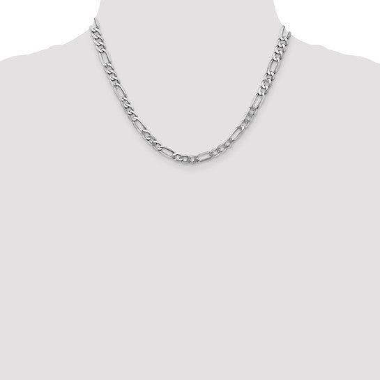 14KT White Gold 5.5mm Flat Figaro Chain