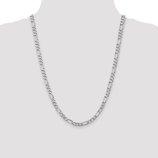 14kt White Gold 5.5mm Flat Figaro Chain