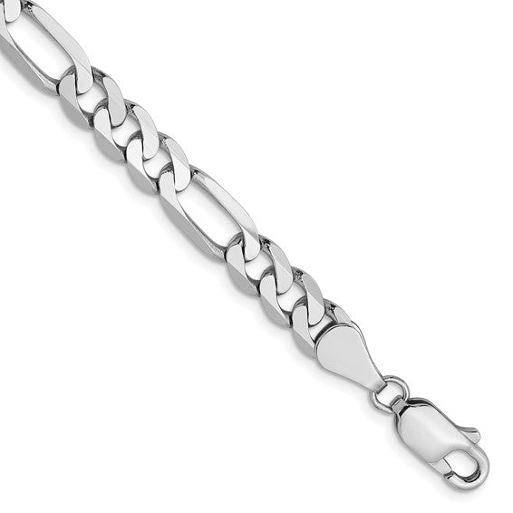 14kt White Gold 5.5mm Flat Figaro Chain