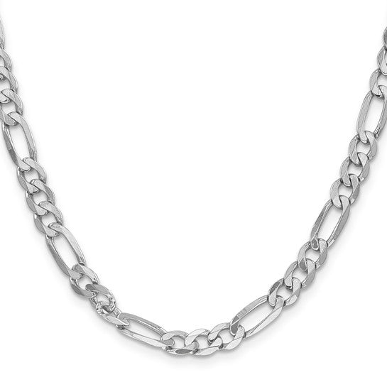 14KT White Gold 6mm Flat Figaro Chain