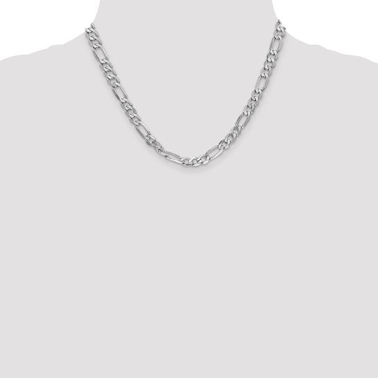 14KT White Gold 6mm Flat Figaro Chain