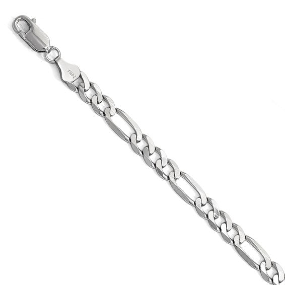 14kt White Gold 6mm Flat Figaro Chain