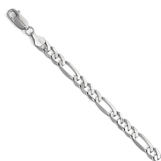14KT White Gold 6mm Flat Figaro Chain