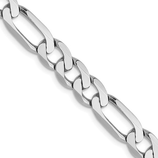 14KT White Gold 6mm Flat Figaro Chain