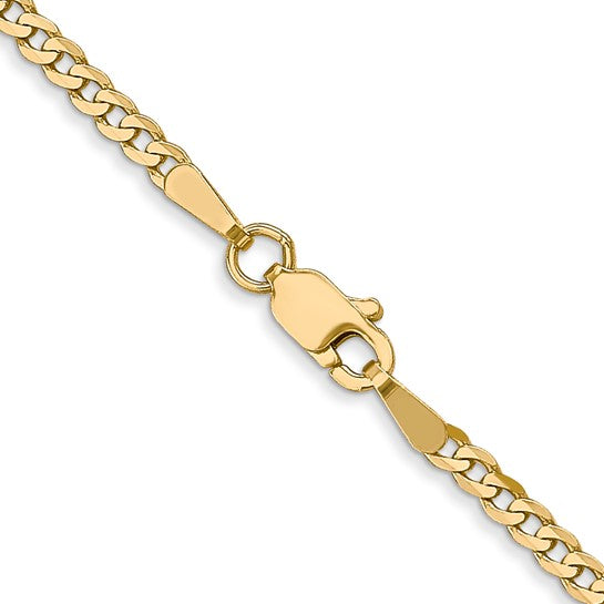 14KT Yellow Gold 2.3mm Flat Beveled Curb Chain