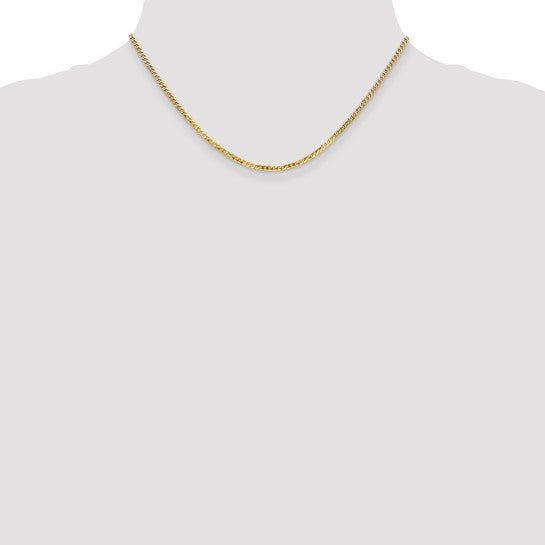 14KT Yellow Gold 2.2mm Flat Beveled Curb Chain
