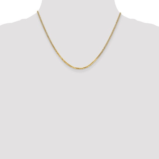 14kt Yellow Gold 2.2mm Flat Beveled Curb Chain