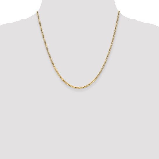 14KT Yellow Gold 2.2mm Flat Beveled Curb Chain