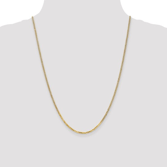 14kt Yellow Gold 2.2mm Flat Beveled Curb Chain