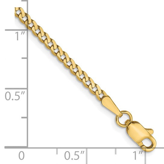 14kt Yellow Gold 2.2mm Flat Beveled Curb Chain