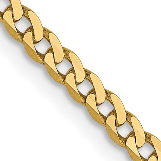 14KT Yellow Gold 2.3mm Flat Beveled Curb Chain