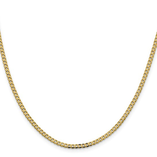 14KT Yellow Gold 2.3mm Flat Beveled Curb Chain