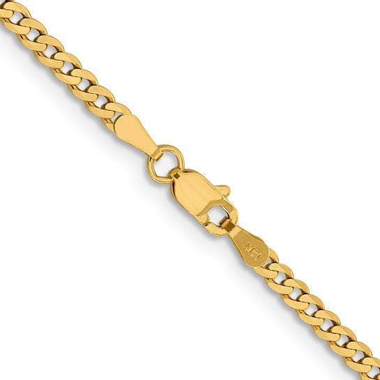 14KT Yellow Gold 2.3mm Flat Beveled Curb Chain