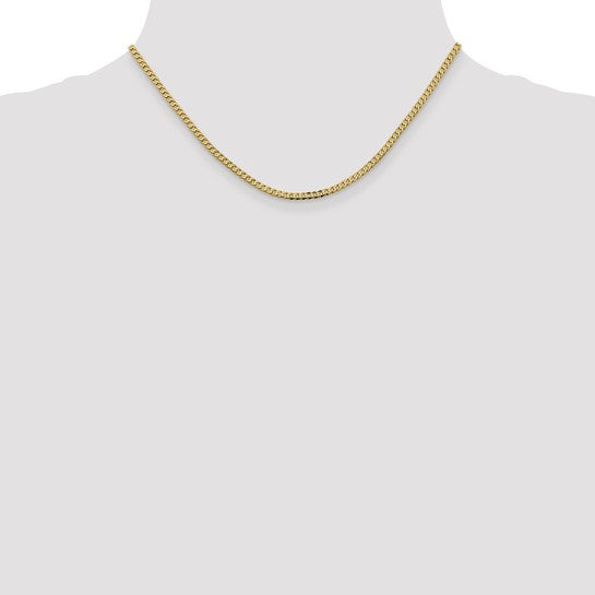 14KT Yellow Gold 2.3mm Flat Beveled Curb Chain