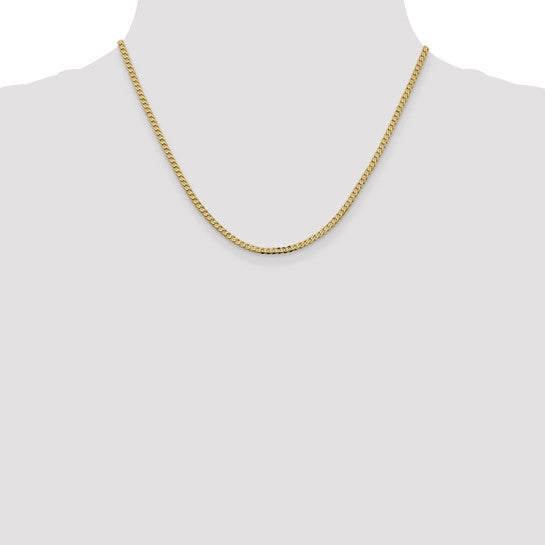 14KT Yellow Gold 2.3mm Flat Beveled Curb Chain