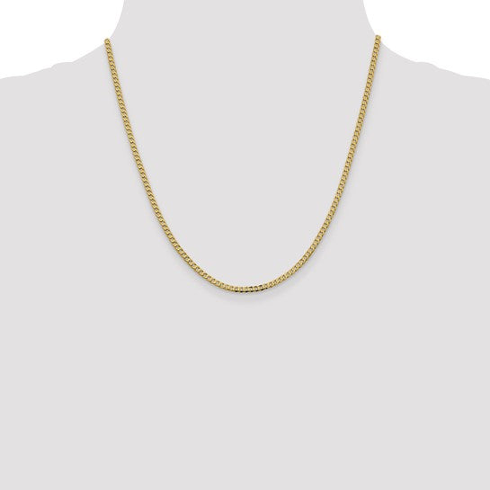14KT Yellow Gold 2.3mm Flat Beveled Curb Chain