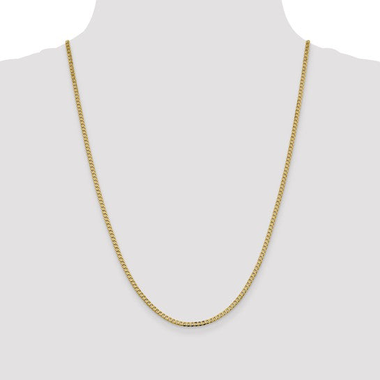 14KT Yellow Gold 2.3mm Flat Beveled Curb Chain