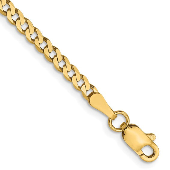 14kt Yellow Gold 2.3mm Flat Beveled Curb Chain