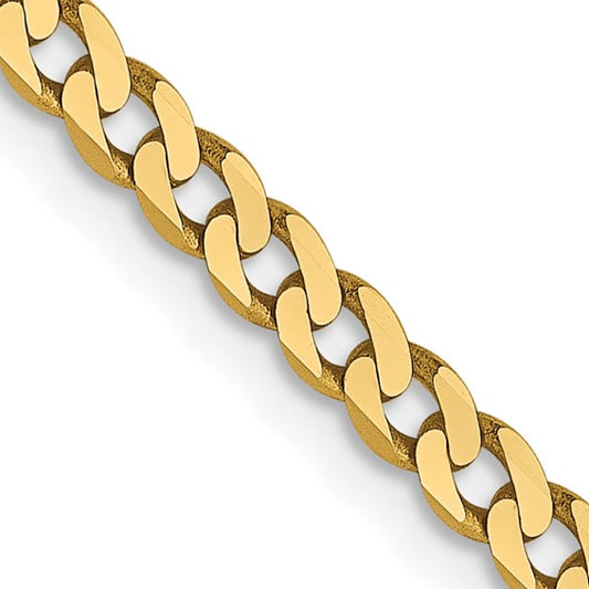 14KT Yellow Gold 2.3mm Flat Beveled Curb Chain