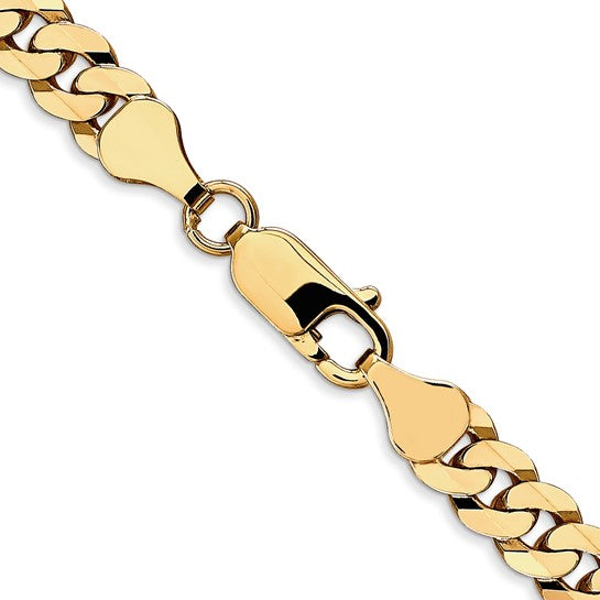 14KT Yellow Gold 6.1mm Flat Beveled Curb Chain