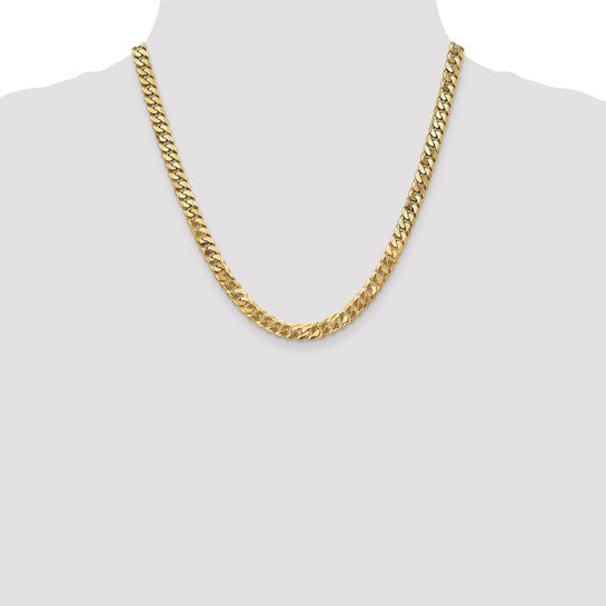 14KT Yellow Gold 6.1mm Flat Beveled Curb Chain