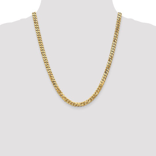 14kt Yellow Gold 6.1mm Flat Beveled Curb Chain