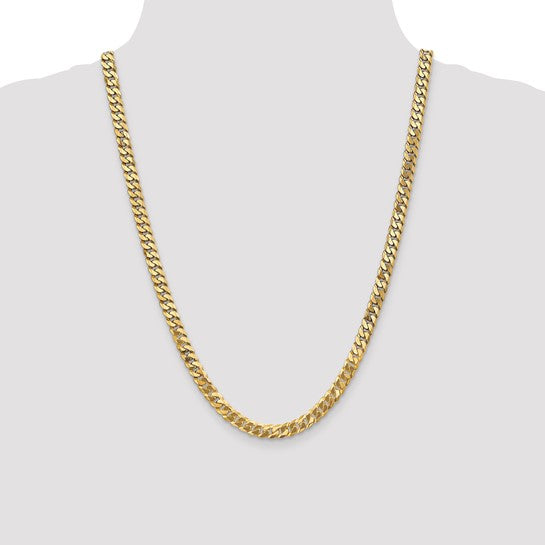 14kt Yellow Gold 6.1mm Flat Beveled Curb Chain