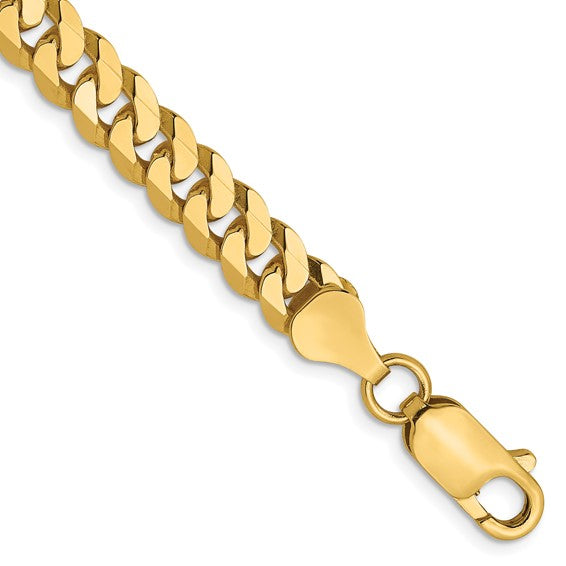 14KT Yellow Gold 6.1mm Flat Beveled Curb Chain