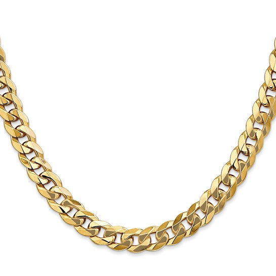 14KT Yellow Gold 8mm Flat Beveled Curb Chain