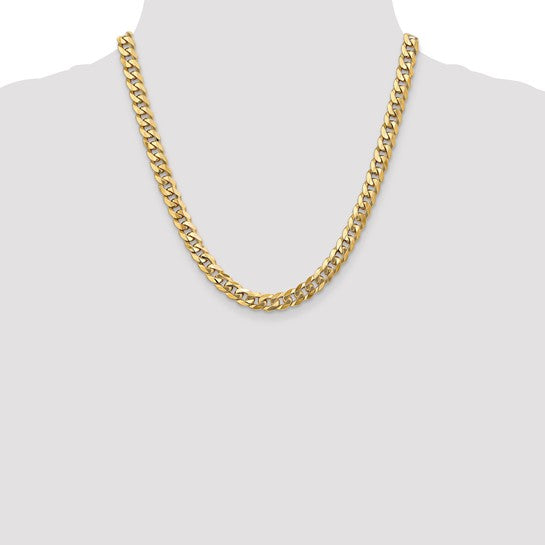 14KT Yellow Gold 8mm Flat Beveled Curb Chain