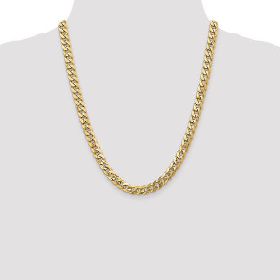 14kt Yellow Gold 8mm Flat Beveled Curb Chain
