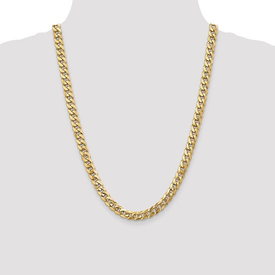 14KT Yellow Gold 8mm Flat Beveled Curb Chain