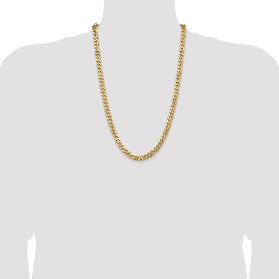 14kt Yellow Gold 8mm Flat Beveled Curb Chain