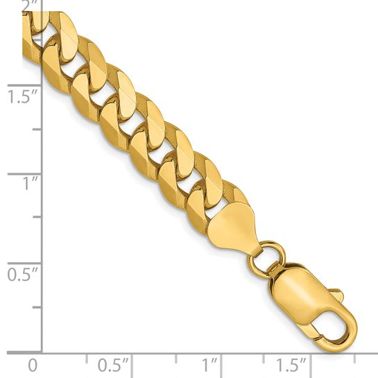 14KT Yellow Gold 8mm Flat Beveled Curb Chain