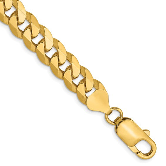 14KT Yellow Gold 8mm Flat Beveled Curb Chain