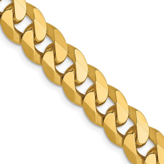 14KT Yellow Gold 8mm Flat Beveled Curb Chain