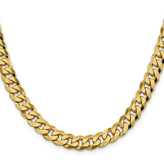14KT Yellow Gold 8.75mm Flat Beveled Curb Chain
