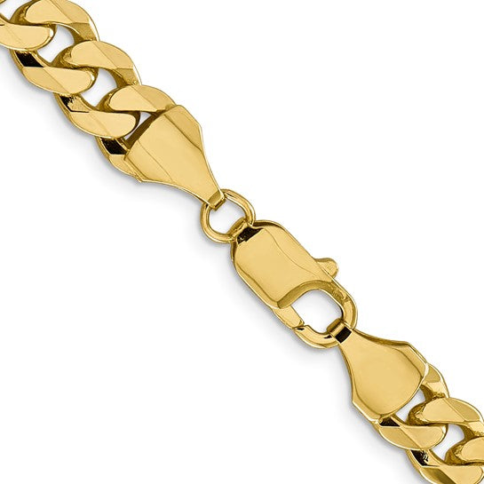14KT Yellow Gold 8.75mm Flat Beveled Curb Chain