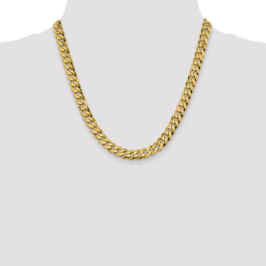 14KT Yellow Gold 8.75mm Flat Beveled Curb Chain