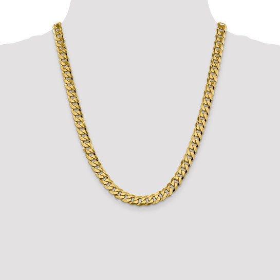 14KT Yellow Gold 8.75mm Flat Beveled Curb Chain
