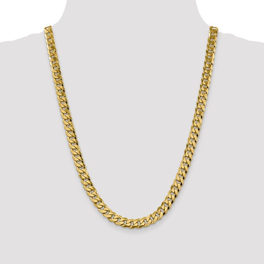 14KT Yellow Gold 8.75mm Flat Beveled Curb Chain
