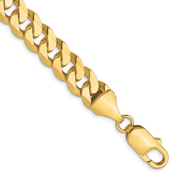 14KT Yellow Gold 8.75mm Flat Beveled Curb Chain
