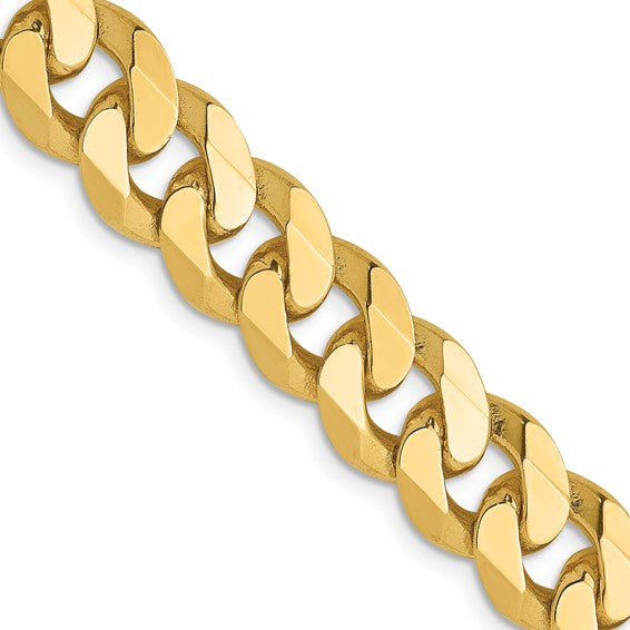 14KT Yellow Gold 8.75mm Flat Beveled Curb Chain