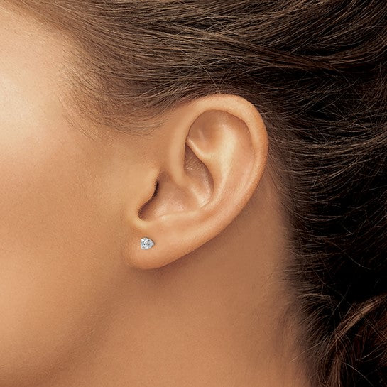 14kt White Gold 3mm Square CZ Post Earrings