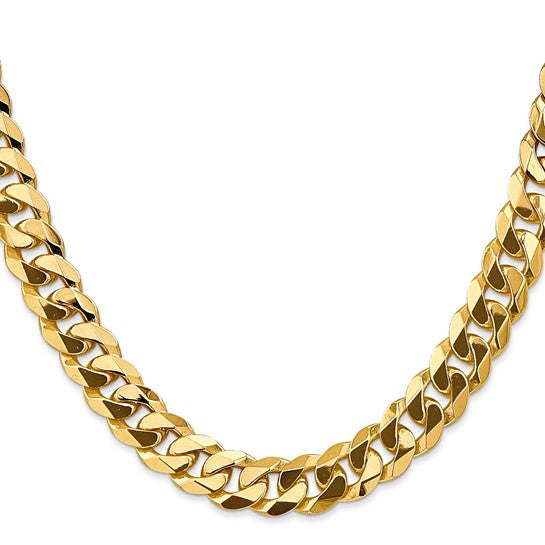 14KT Yellow Gold 9.5mm Flat Beveled Curb Chain