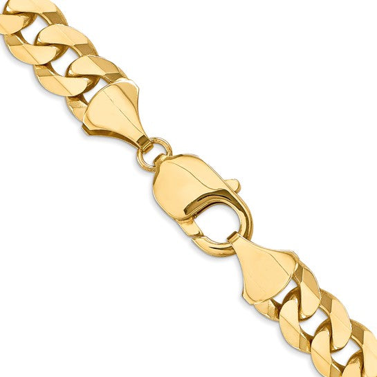 14KT Yellow Gold 9.5mm Flat Beveled Curb Chain