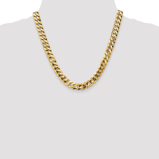 14KT Yellow Gold 9.5mm Flat Beveled Curb Chain